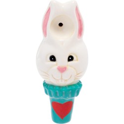 3.5" White Rabbit Ceramic Pipe - Wacky Bowlz [CP119]